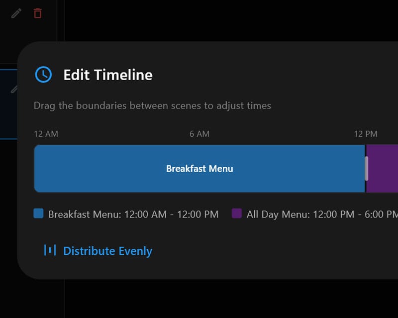 FloSync built-in scheduling timeline for digital signage