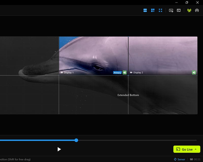 A single video spanned across a multi-screen video wall in FloSync