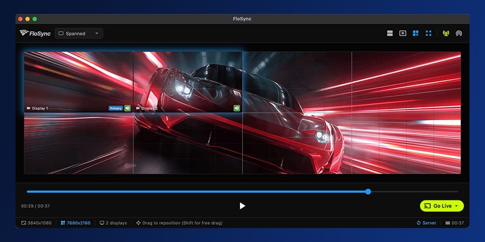 FloSync spanning one synchronized video across multiple screens as a video wall